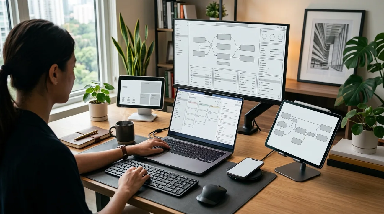 Laptop workstation with multiple devices
