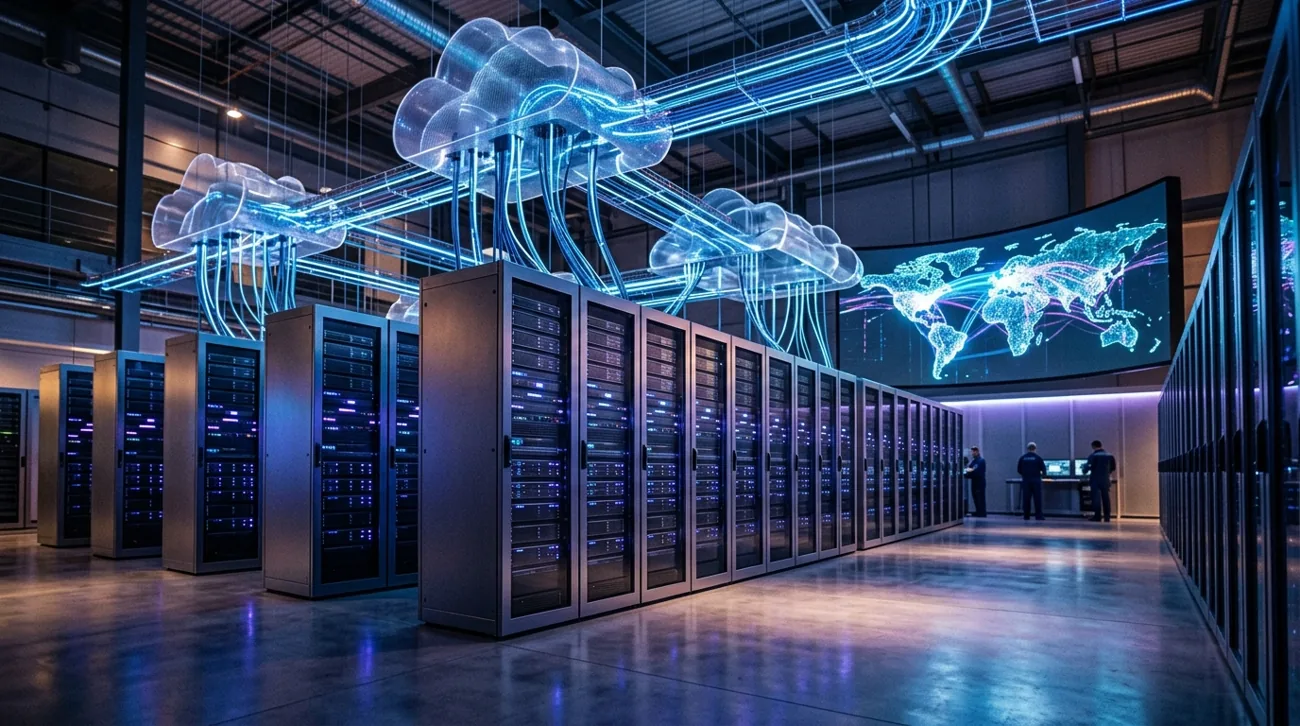 Illuminated server racks in a connected data center